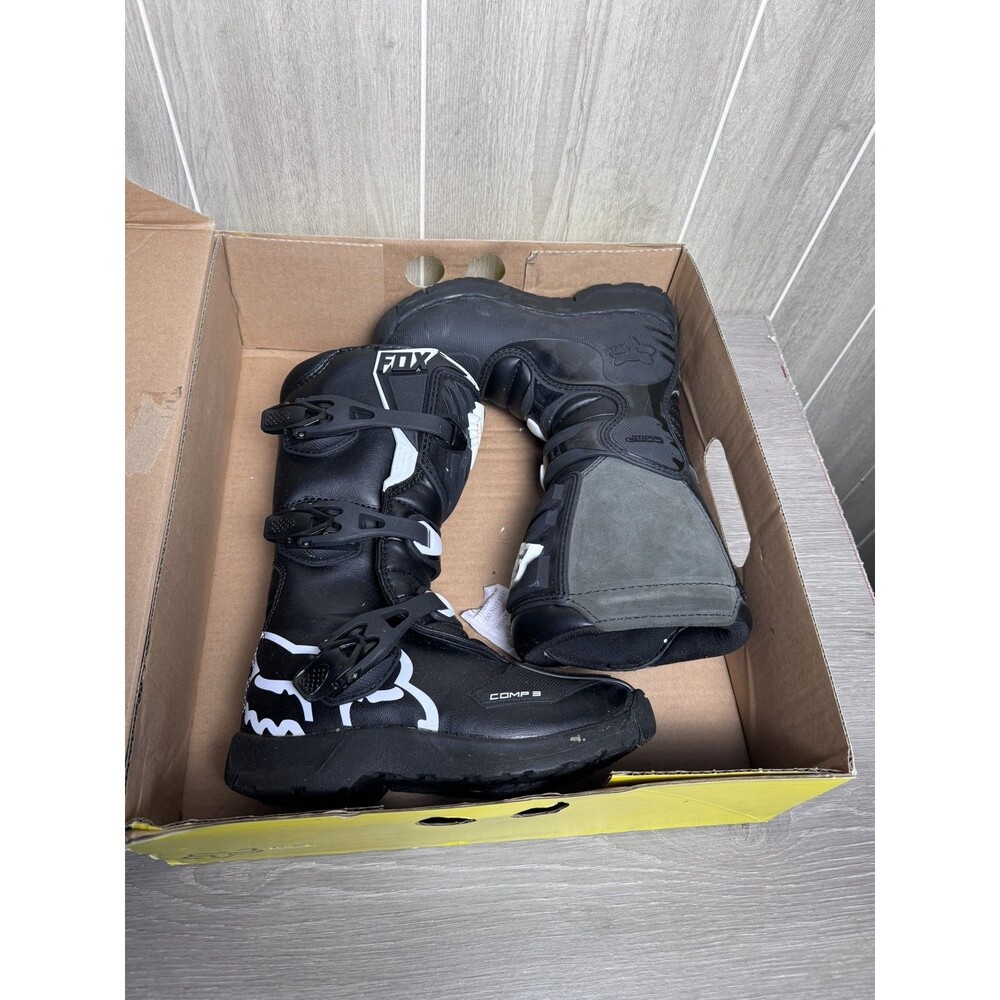 Fox Racing Comp 3 Youth MX ATV Go-Kart Boots Black Size Y4 EU 36